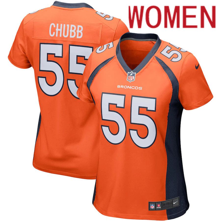 Women Denver Broncos #55 Bradley Chubb Nike Orange Game Player NFL Jersey->women nfl jersey->Women Jersey